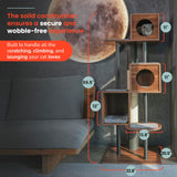 KONELCARE Modern Cat Tree-Sleek Wooden Furniture-Style Tower(60") Blends with Home Decor, Tallest Scratching Post(48"), 3 Cat Condos for Multi-Cat Harmony & Comfort KONELCARE