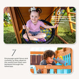 Teamson Kids Wooden Swing Sets for Backyard Outdoor Playset with Slide Rock Wall Trapeze Bar Fireman Pole Pirate Wheel Kids Playground with Swingset Holds 9 Children Ages 3 to 10 Teamson Kids