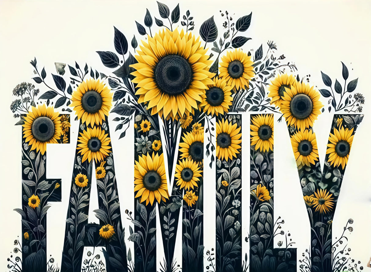 5D Diamond Painting Kits for Adults, Family Sunflower Diamond Art Kits for Adults Beginner, DIY Full Drill Diamond Dot Gem Painting for Home Wall Decor 12x16inch BYGFHLYW