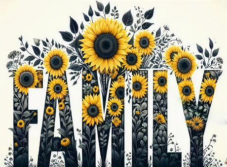 5D Diamond Painting Kits for Adults, Family Sunflower Diamond Art Kits for Adults Beginner, DIY Full Drill Diamond Dot Gem Painting for Home Wall Decor 12x16inch BYGFHLYW