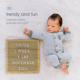 Pearhead Wooden Letterboard Set - Ideal Photo Sharing Prop for Baby Announcements, Milestone Keepsake, Custom Message Board and Shower Gift - Includes 188 Letters, Numbers, and Symbols - Natural Wood Pearhead