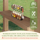 Yardenaler 6 x 13 FT Wooden Grill Gazebo with Sloping Metal Roof, BBQ Canopy with Stakes for Outdoor Patio, Garden, Lawn, Light Mocha Brown Yardenaler