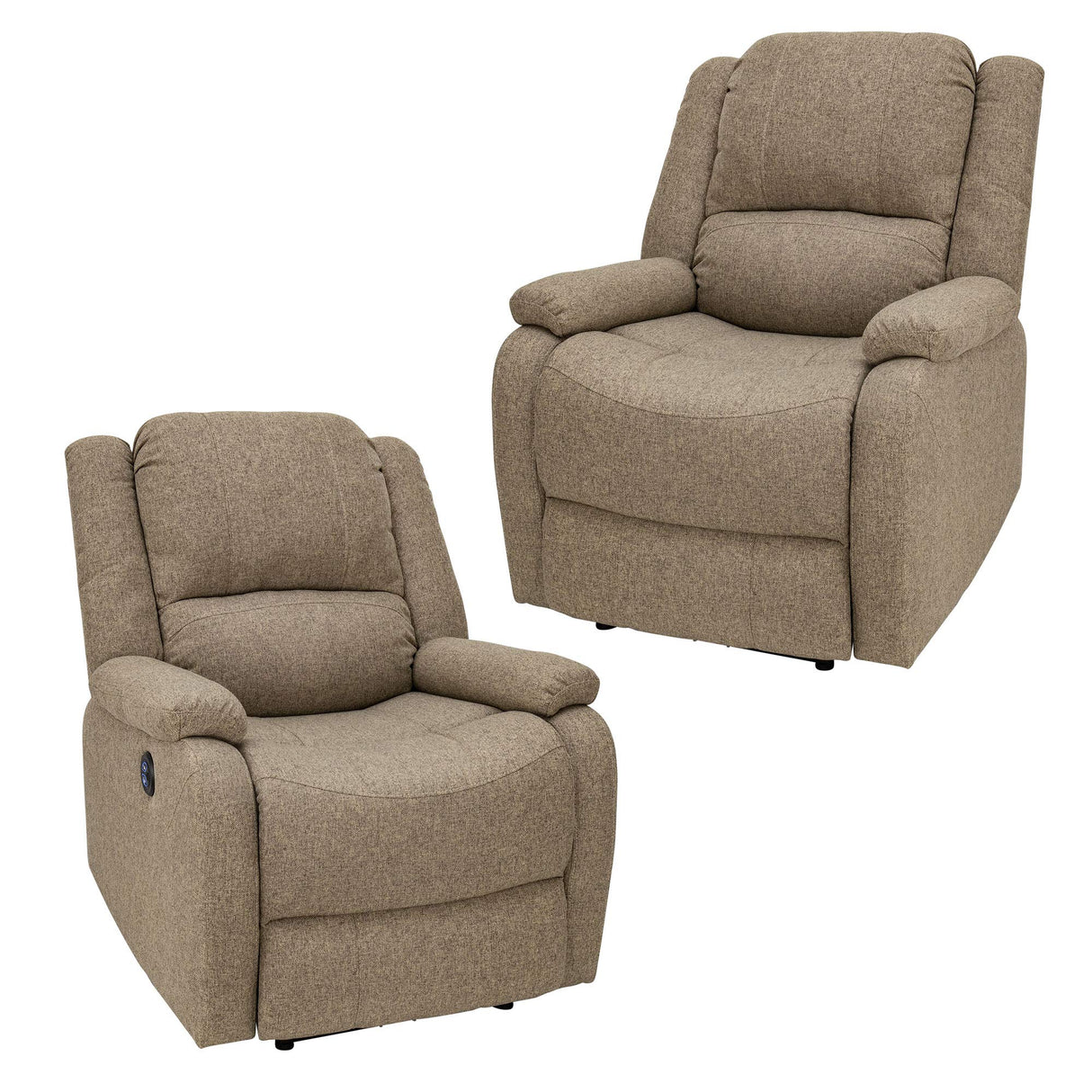RecPro Charles Collection | 30" Powered Zero Wall RV Recliner | Wall Hugger Recliner | RV Living Room (Slideout) Chair | RV Furniture | RV Chair | Cloth (Oatmeal, 2 Chairs) RecPro