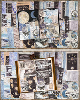 Knaid 200 Piece Vintage Ephemera Bundle - Paper & Sticker Kit for Junk Journaling, Scrapbooking, Planners, Bullet Journals, Collage, Decoupage - Black/Blue Tones Knaid
