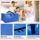 VELVETSURE Heavy Duty Extra Large Moving Bags W/Backpack Straps - Strong Handles & Zippers, Storage Totes For Space Saving, Fold Flat, Alternative to Box and Bin (Set of 6, Multicolor) VELVETSURE