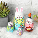 SWANGSA 5 Pcs Russian Nesting Dolls, Cute Cartoon Rabbit Handmade Wood Stacking Matryoshka Nesting Dolls for Kids Birthday Wishing Gift, Home Decoration SWANGSA