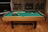 Mizerak Dynasty Space Saver 6.5' Billiard Table with Leg Levelers, Automatic Ball Return, and Classic Green Nylon Cloth Mizerak