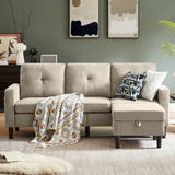 Pingliang Home 79" Sectional Sofa Couches for Small Spaces, L Shaped Couch with Storage Ottoman, 3 Seats Sectional Sofas for Living Room, Apartment-Friendly Couch, Easy Assembly Fabric Sofa (Beige) Pingliang Home