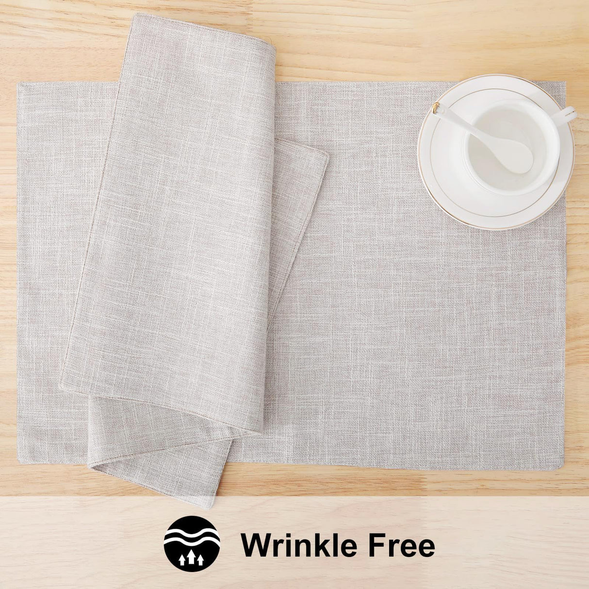 homing Cotton Linen Placemats Set of 6, Cloth Washable Farmhouse Dining Table Mats for Indoors & Outdoors, Easy to Clean, Neutral Beige, 13 x 19 Inch homing