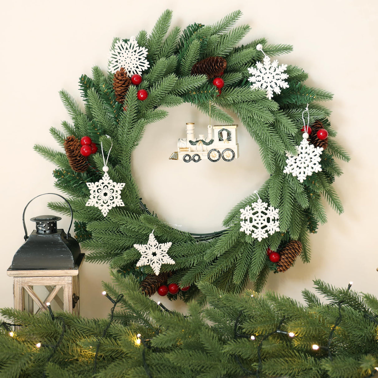 16 Pieces White Snowflakes Ornaments 3inch Wooden Snowflake Christmas Ornament for Winter Home Tree Garland Christmas Decoration Holiady Crafts 8 Styles HUADODO