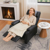 Manual Recliner Chair with Cup Holder – Classic PU Leather Reclining Single Sofa for Living Room, 3-Position Adjustable Recliner with Footrest and Headrest Pillow, Easy Assembly (Black) Generic