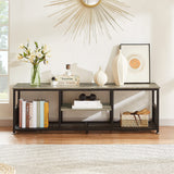 VECELO Industrial TV Stand for Televisions up to 65 Inch, 55" Entertainment Center with Open Storage Shelves for Living Room/Bedroom, 3 Tiers Media Console Table with Metal Frame, Grey, 55 Inches VECELO