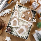 Cinnvoice 3 Pcs Christmas Rustic Wooden Churches Tabletop Decoration Farmhouse Wooden Churches Sign Desk Shelf Ornaments Xmas Wooden Centerpieces Decor for Table Top Fireplace Home Tiered Tray Decor Cinnvoice