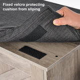 HOMSHO 2-Tier Storage Bench, Shoe Bench with Padded Seat Cushion, Entryway Bench with 2 Barn Doors, Adjustable Shelf, 13.8" D x 39.4" W x 17.7" H, for Entryway, Living Room, Bedroom, Greige HOMSHO