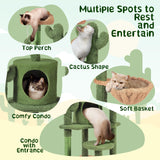 Yaheetech Cactus Cat Tree, 53.5in Cat Tower for Indoor Cats with Sisal Covered Scratching Post, Condo, Plush Perches and Fluffy Balls, Multi-Level Cat Climbing Tree Play House Activity Center, Green Yaheetech