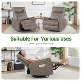 AYEASY Oversized Recliner Chair, Leather Swivel Rocking Chair Reclining with Phone Holder, Ergonomic Lazy Boy Fabric Sofa Chair with Lumbar Support, Manual Glider Chair for Living Room, RV, Grey AYEASY