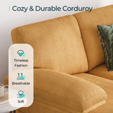 LINSY HOME Sectional Couch, 111'' W Corduroy U Shaped Sofa with Sleepable Armrests, 4 Seat Couch with Double Chaises, Deep Seat Sofa for Living Room, Yellow LINSY HOME
