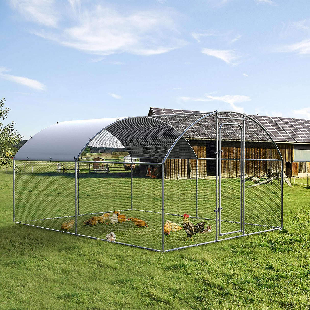 Oranland Chicken Coop Metal Large Chicken Run for Yard Chicken Pen Outdoor Heavy Duty Poultry Cage with Waterproof and Anti-Ultraviolet Cover for Outdoor Farm Use Oranland