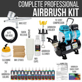 Master Airbrush Cool Runner II Dual Fan Air Tank Compressor System Deluxe Kit with Gravity Feed Airbrush, 24 Color Acrylic Paint Artist Set, Hose, Holder, Cleaning Pot, Mixing Cups Sticks How-To Guide Master Airbrush