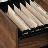 Sauder Harvey Park Narrow Bookcase in Grand Walnut Finish with File Drawers Sauder