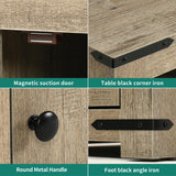 YITAHOME Farmhouse End Table with Charging Station, Nightstand Side Table Coffee Table with LED Lights Adjustable Shelf, End Table with Storage for Living Room, Bedroom, Old Oak YITAHOME