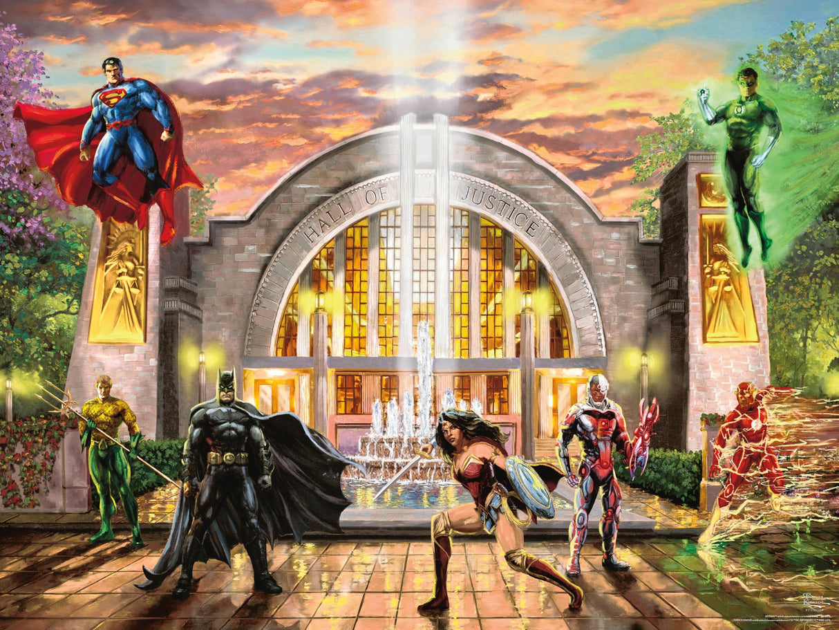 Ceaco – DC Comics – Justice League - Thomas Kinkade - Hall of Justice - 500 Piece Jigsaw Puzzle Ceaco