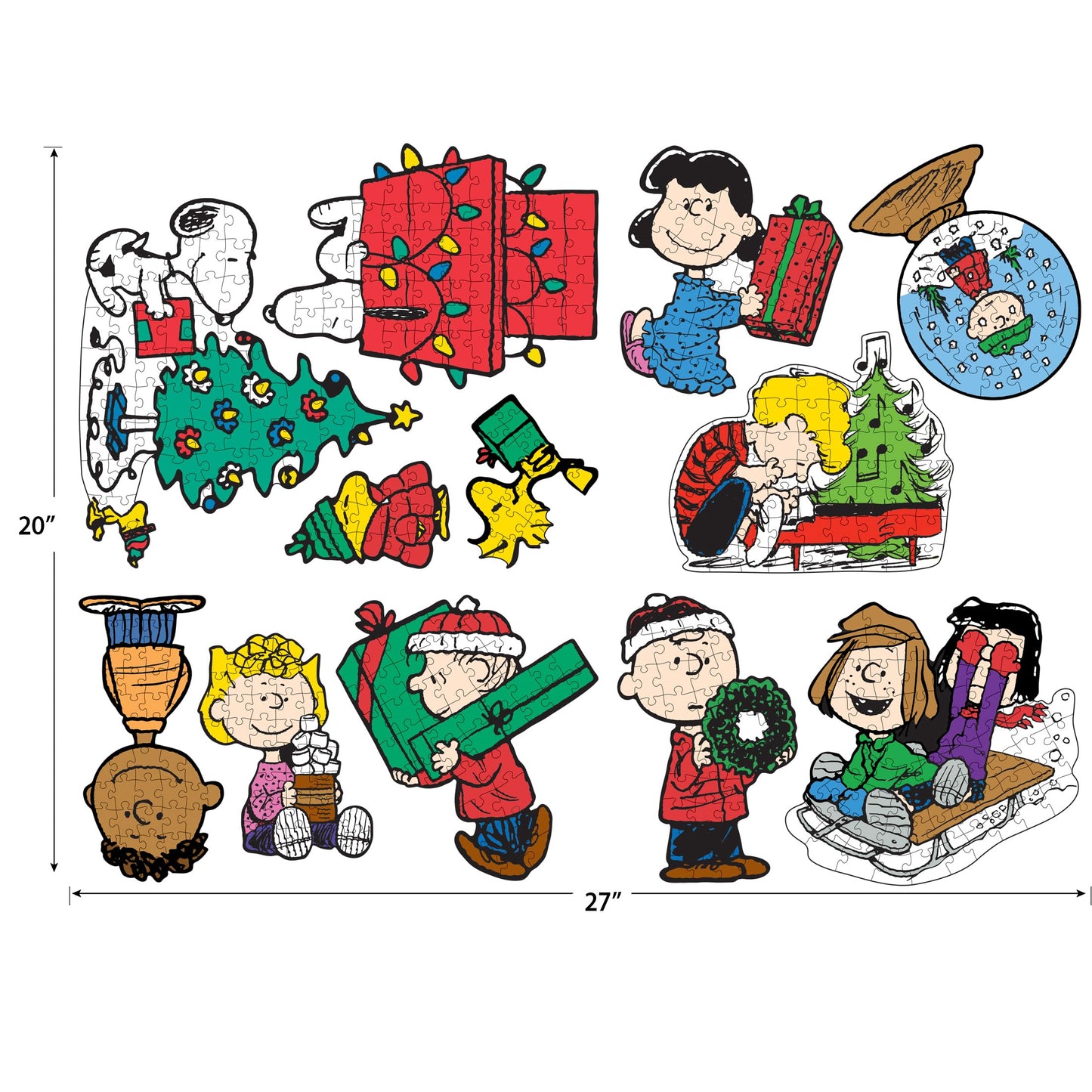 RoseArt - Mini Shaped Multipack - Peanuts Holiday Friends - 500 Piece Jigsaw Puzzle for Adults