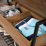 Sauder North Avenue Entryway Bench, Hidden Storage and Shelf, Entry Bench with Storage - Sindoori Mango Finish Sauder