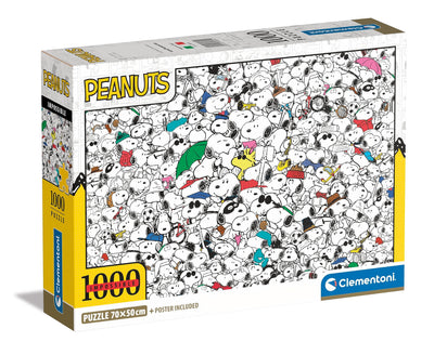 Clementoni - 39804 - Impossible Puzzle Peanuts - Jigsaw Puzzle 1000 Pieces, Jigsaw Puzzle for Adults, Comic Puzzle, Difficult - Made in Italy