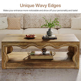 Tribesigns Rectangle Coffee Table, 47-Inch Farmhouse Coffee Tables for Living Room, 2-Tier Wooden Rectangular Accent Center Low Cocktail Tea Table with Open Storage Shelf, Rustic Brown Tribesigns