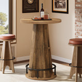 Tribesigns Round Bar Table, 39.4" H High Top Bistro Table with Storage, Industrial Cocktail Pub Tables with Metal Footrest for Living Room, Barroom, Small Space, Rustic Brown(Only Table) Tribesigns