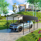 HEYTOWN Metal Carport 10 * 15 FT Heavy Duty Carport Canopy with Galvanized Steel Roof Multi-Use Shelter Outdoor Portable Garage for Car, Boat, Pickup and Tractor HEYTOWN