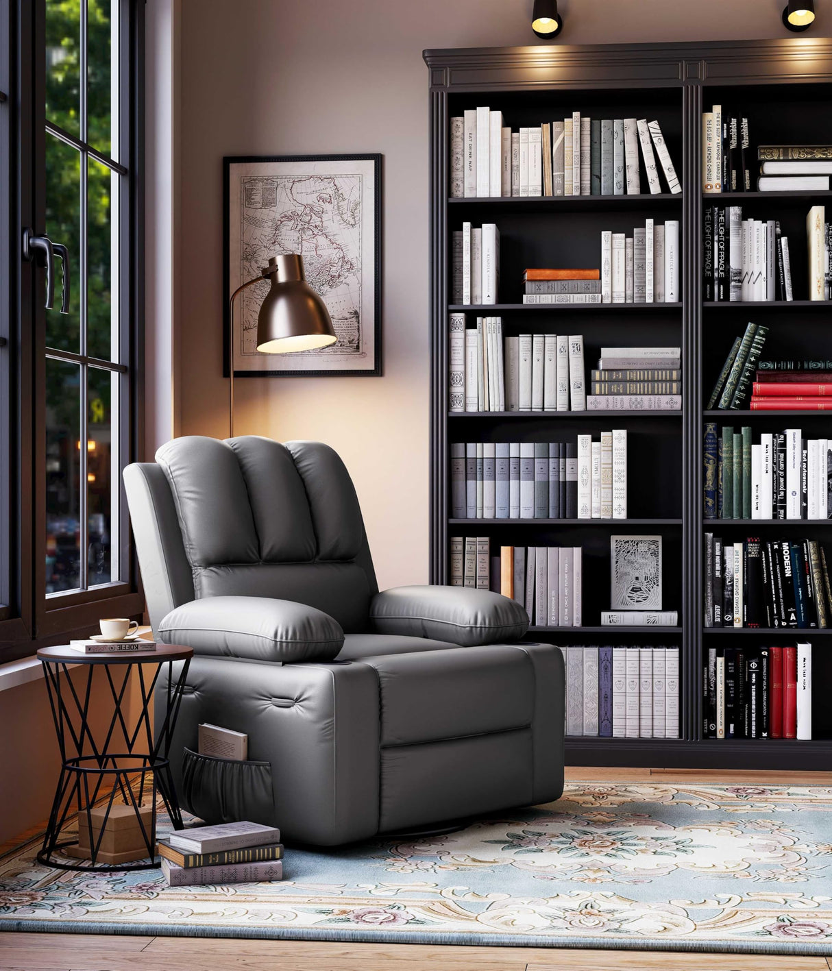 GarveeHome Oversized Recliner Chairs with 1.5X Sponge Filling, 360° Swivel Lazy Recliner Chair for Adults, Manual Rocking Chair with Cup Holder for Living Rooms, Bedrooms, and Nurseries GarveeHome