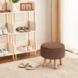 Poofzy Ottoman with Storage, Storage Ottoman, Small Foot Stool Ottoman with Wood Legs, Teddy Velvet Foot Rest for Couch, Living Room and Bedroom - Brown Poofzy