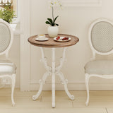 LONYKE Rustic Accent End Table, Farmhouse Side Table with Natural Top for Family, Dining or Living Room, Handcrafted Finish, White LONYKE