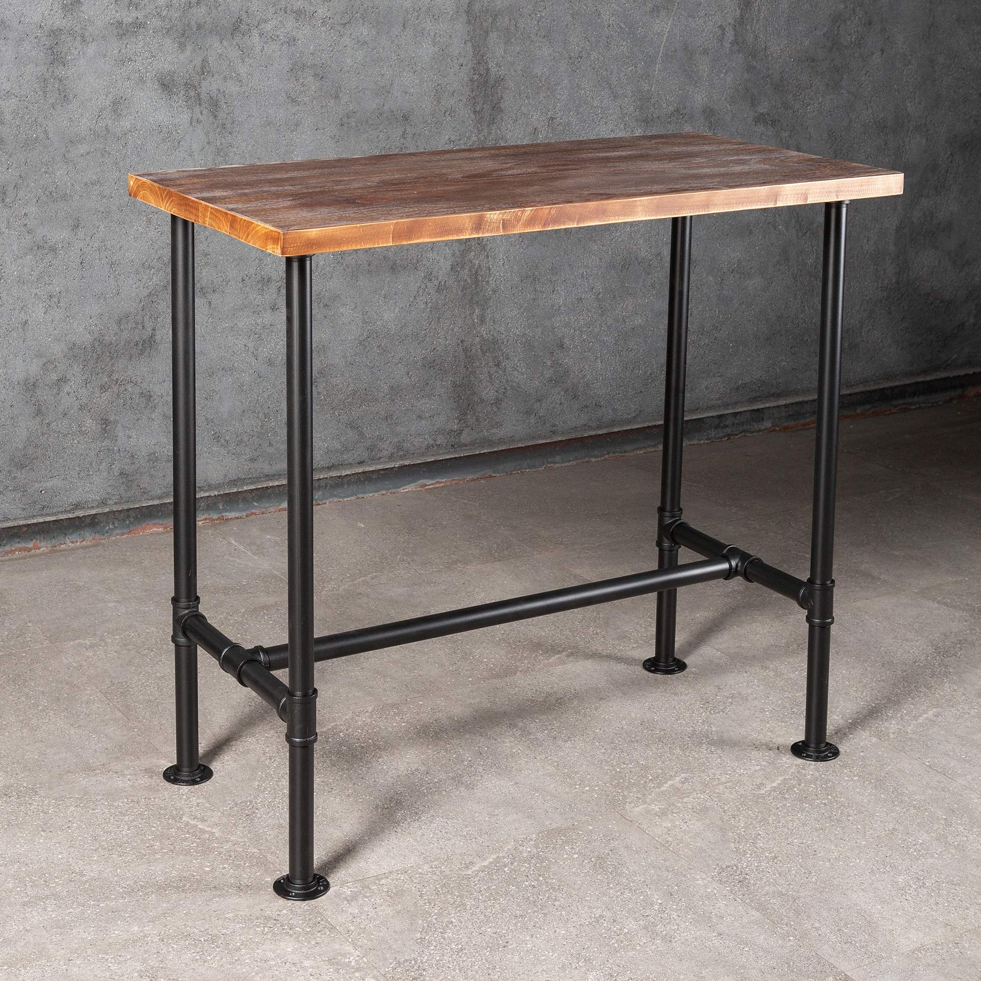 Diwhy Industrial Design Pipe Dining Table - Modern Wood and Metal Bistro Desk - WoodArtSupply