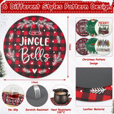 Christmas Placemats Set of 6 Faux Leather Washable Dining Table Mats 13Inch Round Heat Resistant Wipeable Waterproof Placemats for Holiday Parties Dinner Home Kitchen Decor Winter Truck Xmas Tree Mats Lucomb