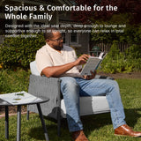 EAST OAK 3-Piece Patio Furniture Set | Armchairs & Coffee Table | Outdoor Furniture with Cushions | Deep Seating Modern Conversation Set | Garden, Porch, Balcony & Backyard | Misty Grey EAST OAK