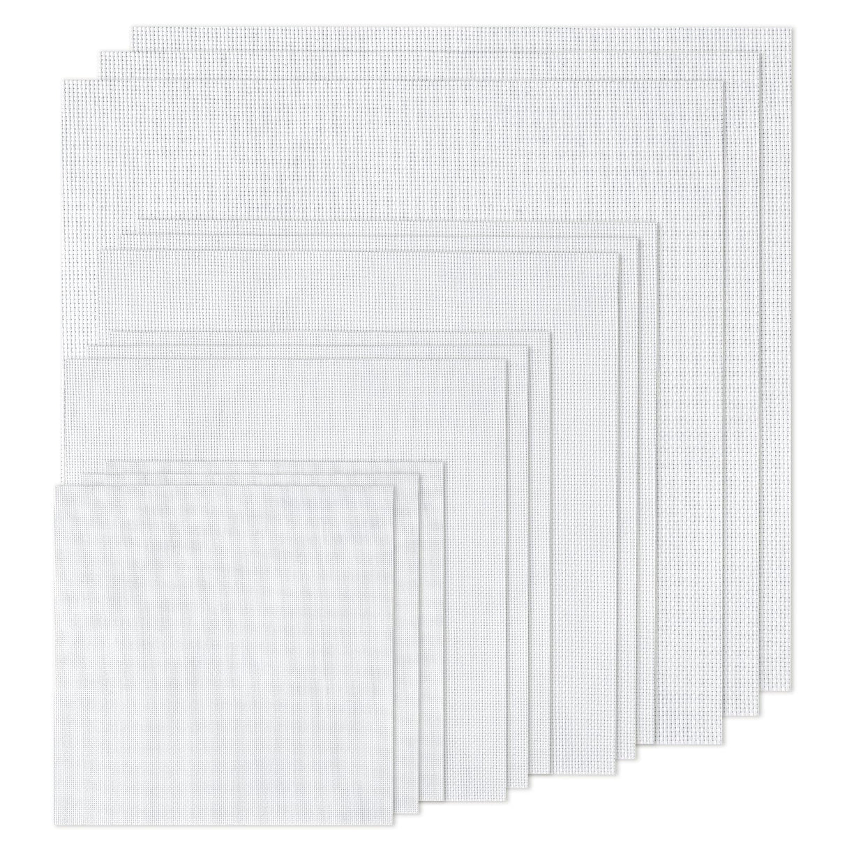 XEmbro 12 PCS Aida Cloth 14 Count, 4 Sizes White Cross Stitch Fabric for Craft Embroidery, Classic Reserve Aida Cloth for Embroidery Beginner, Needlework, Cross Stitch (5.9 to 11.8inch) XEmbro