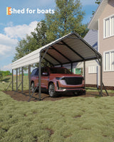 Garveelife 13'x21'x11' Oversized Metal Carport, Steel Heavy Duty Carport for All-Weather, Permanent Shelter for Bass Boats, Pickup Trucks, and Tractors, N.W. 660 Lbs GarveeLife