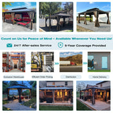 Domi 12' X 18' Hardtop Gazebo, Aluminum Metal Gazebo with Galvanized Steel Double Roof Canopy, Curtain and Netting, Permanent Gazebo Pavilion for Party, Wedding, Outdoor Dining, Brown domi outdoor living