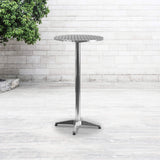 Flash Furniture 23.25" Round Aluminum Indoor/Outdoor Bar Height Table with Flip-Up Top, Heavy-Duty Aluminum Flip-Up Top Cocktail Table, Silver Flash Furniture