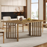 Tribesigns 63-inch Rectangular Dining Table for 4-6, Farmhouse Kitchen Dinner Eating Table with Slatted Base, Wood Dining Room Furniture for Home, Rustic Brown Tribesigns