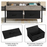 Yaheetech Lift-top Coffee Table with 2 Fabric Baskets & Hidden Storage Compartment, Raisable Top Coffee Table Industrial Center Table with Shelf for Living Room, Gray Yaheetech