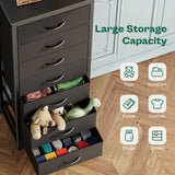 Huuger Tall Dresser for Bedroom, 7 Drawer Dresser & Chests of Drawers, Fabric Dresser for Closet, Bedroom, Night Stand, End Table with Metal Frame, Storage Tower with Fabric Bins, Black Huuger