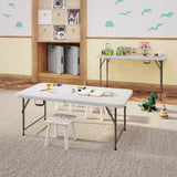 Techni Home Height Adjustable 4 FT Granite White Folding Table – Premium 4 Foot Folding Table Ideal for Camping, Picnic, Party or as Kids Table Techni Home