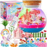 Light-Up Unicorn Terrarium Kit for Kids: LED Night Light Up & Remote Birthday Gifts for Girl Ages 4 5 6 7 8-12 Year Old Unicorn Toys for Girls Age 4-6 - Arts and Crafts Meijoy