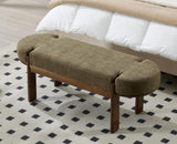 EALSON 49 Inch Modern Bedroom Bench Upholstered End of Bed Bench Wood Entryway Bench with Fabric Padded Seat and Wooden Legs Window Bench for Living Room Hallway, Olive Green EALSON