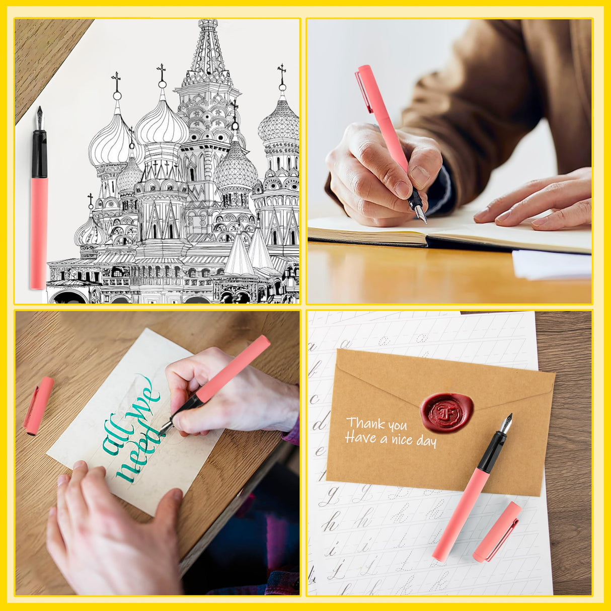 JiaoJiRen Calligraphy Set Fountain Pens with 8 Different Size Nibs and 60 Ink Cartridges(12 Colors),Calligraphy Pen Set for Beginner Writing Drawing Practice JiaoJiRen