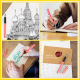 JiaoJiRen Calligraphy Set Fountain Pens with 8 Different Size Nibs and 60 Ink Cartridges(12 Colors),Calligraphy Pen Set for Beginner Writing Drawing Practice JiaoJiRen